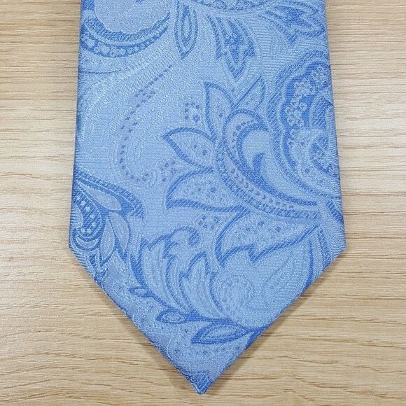 TOMMY HILFIGER Mens Neck Tie Blue Floral Paisley Silk Blend Classic Pointed - Picture 1 of 7